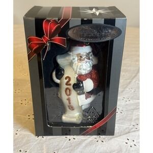 Celebrations by Radko 2018 Santa Glass Ornament Scroll Date Boxed